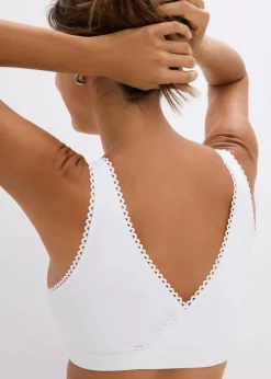 bonprix Nachhaltigere Materialien|Basics^Wende-Bustier mit softer Bio-Baumwolle (2er Pack) weiß + schiefergrau