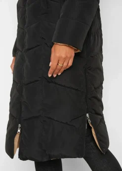 bonprix Jacken & Mäntel|Bekleidung·Hosen^Wende-Steppmantel schwarz/cappuccino
