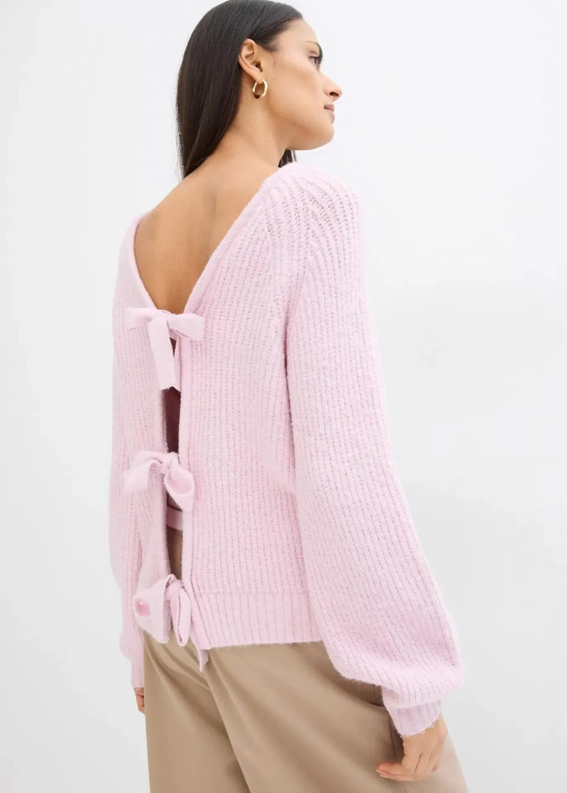 bonprix Bekleidung·Umstandsmode|Strickmode^Wendestrickjacke mit Schleifen puderflieder
