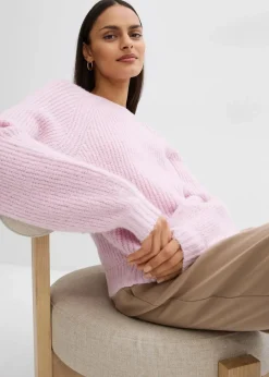 bonprix Bekleidung·Umstandsmode|Strickmode^Wendestrickjacke mit Schleifen puderflieder