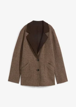 bonprix Blazer|Nachhaltigere Materialien^Wende-Wollblazer mit Glencheck walnussbraun meliert