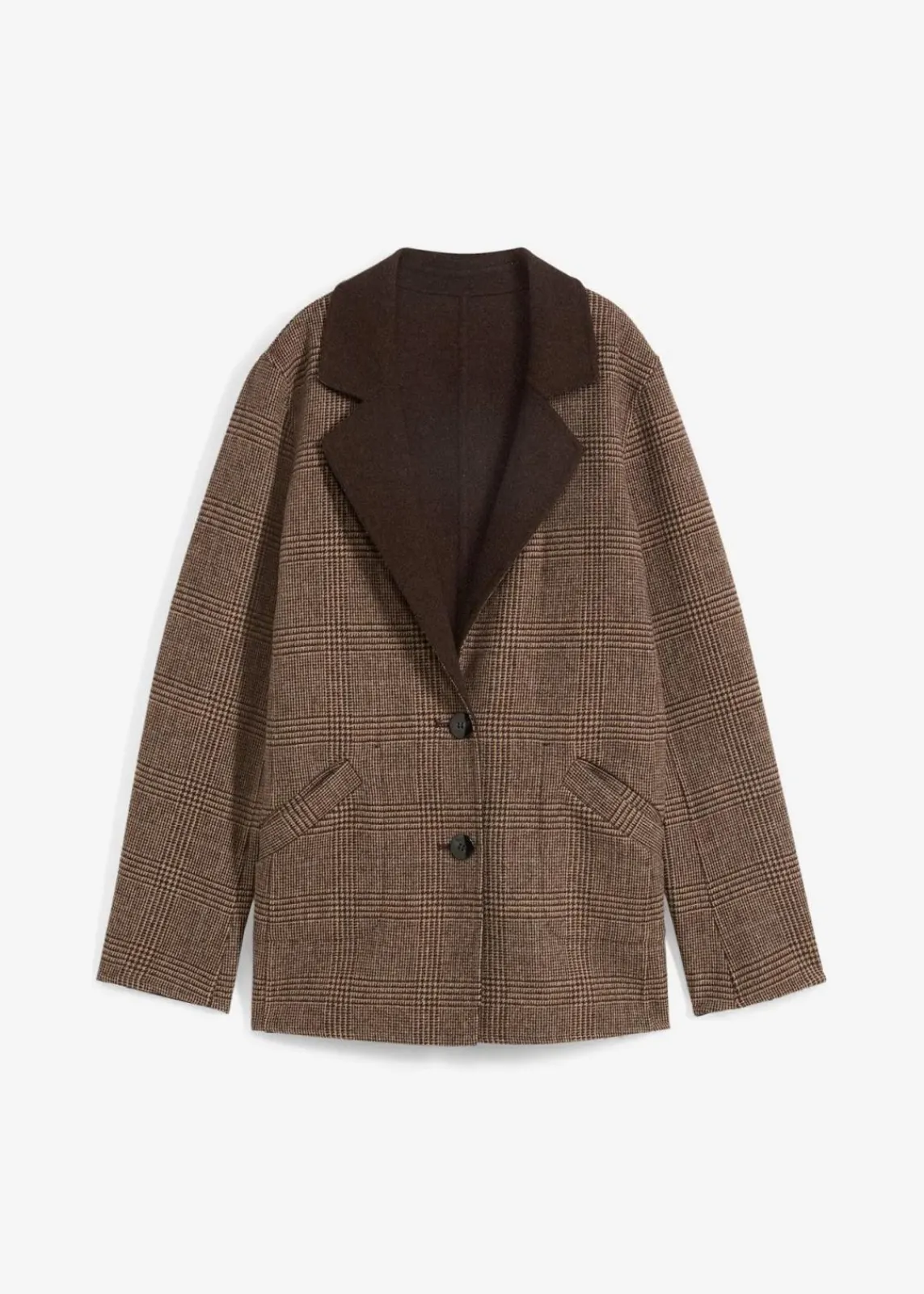bonprix Blazer|Nachhaltigere Materialien^Wende-Wollblazer mit Glencheck walnussbraun meliert