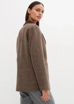 bonprix Blazer|Nachhaltigere Materialien^Wende-Wollblazer mit Glencheck walnussbraun meliert
