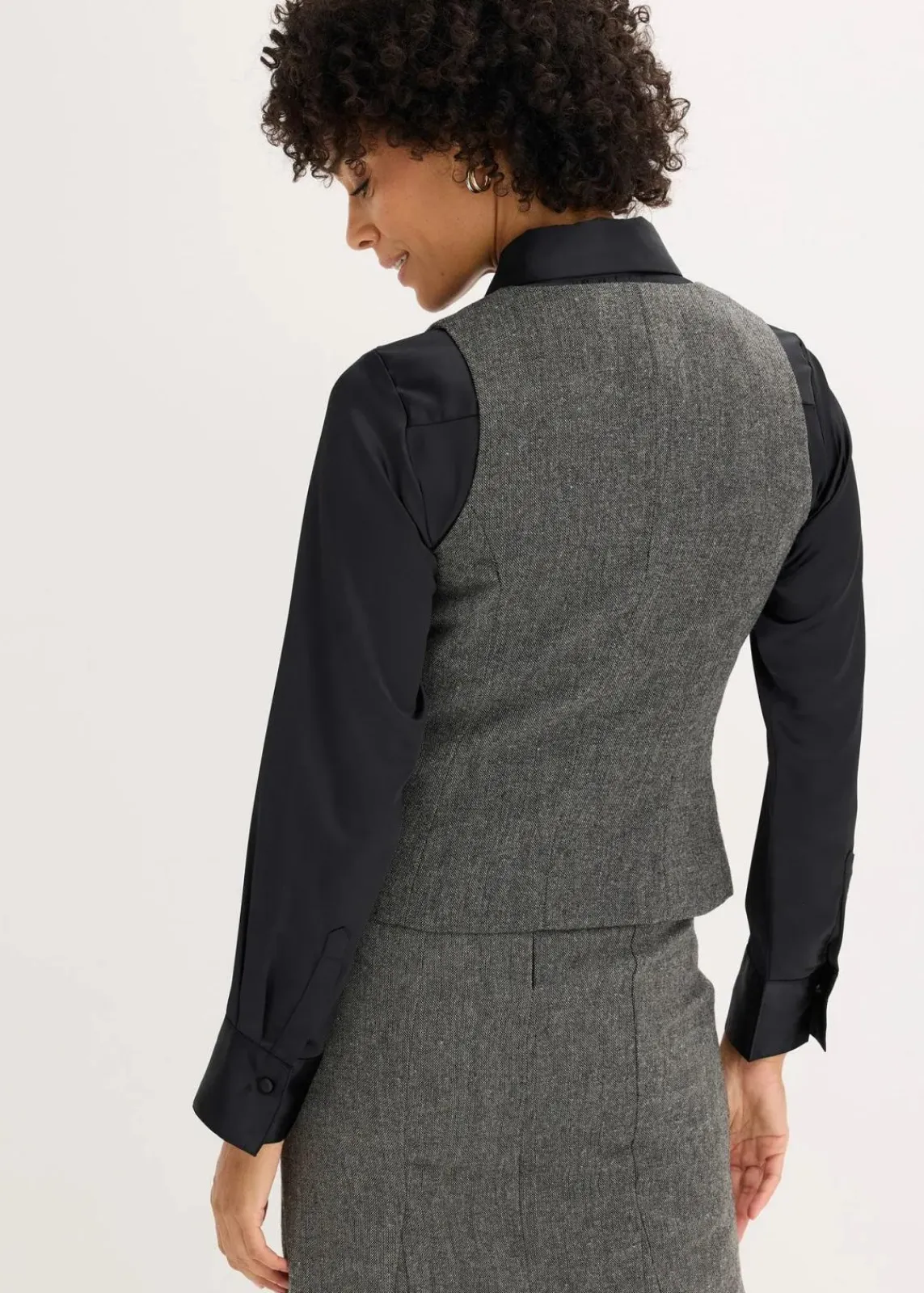 bonprix Bekleidung·Hosen|Jacken & Mäntel^Weste schwarz/wollweiß meliert