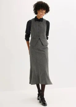 bonprix Bekleidung·Hosen|Jacken & Mäntel^Weste schwarz/wollweiß meliert