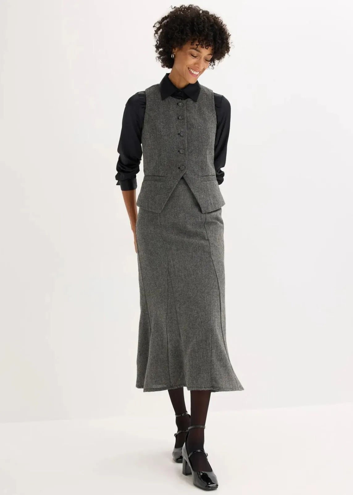 bonprix Bekleidung·Hosen|Jacken & Mäntel^Weste schwarz/wollweiß meliert