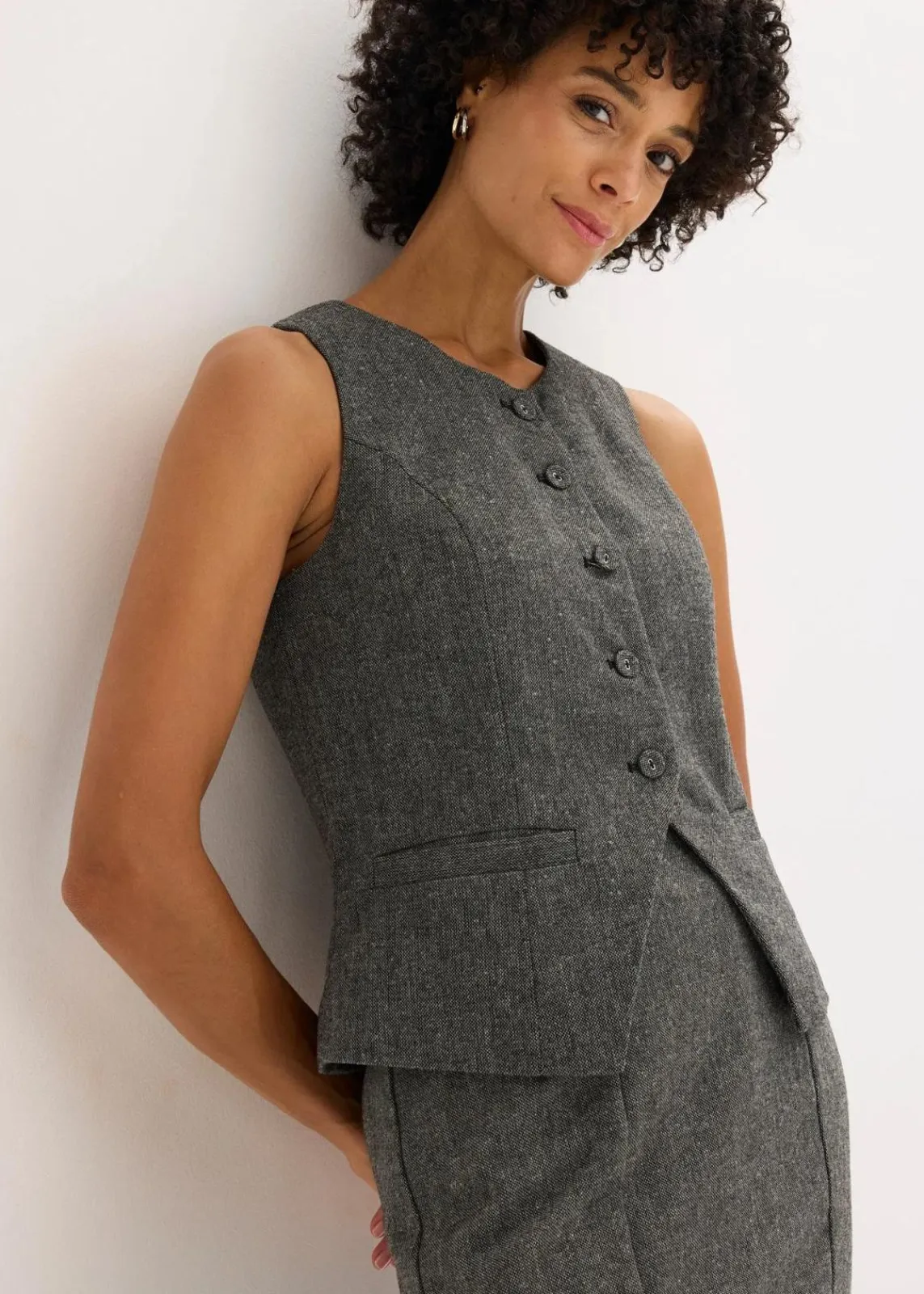bonprix Bekleidung·Hosen|Jacken & Mäntel^Weste schwarz/wollweiß meliert