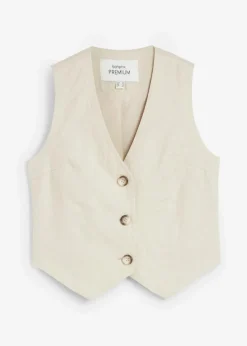 bonprix Bekleidung·Hosen|Jacken & Mäntel^Weste aus reinem Leinen hellsand
