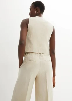 bonprix Bekleidung·Hosen|Jacken & Mäntel^Weste aus reinem Leinen hellsand