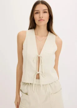 bonprix Bekleidung·Hosen|Jacken & Mäntel^Weste mit Schleifen natur