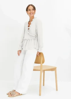 bonprix Bekleidung·Jacken & Mäntel|Blusen & Tuniken^Wickelbluse wollweiß