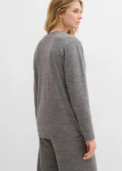 bonprix Bekleidung·Jeans|Zweiteiler & Sets^Wickelcardigan in Strickoptik anthrazit meliert
