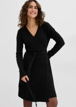 bonprix Bekleidung·Blazer|Umstandsmode^Wickelkleid aus Strick für die Schwangerschaft und danach schwarz