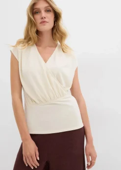 bonprix Shirts & Tops^Wickelshirt aus fließendem Viskose-Mix natur