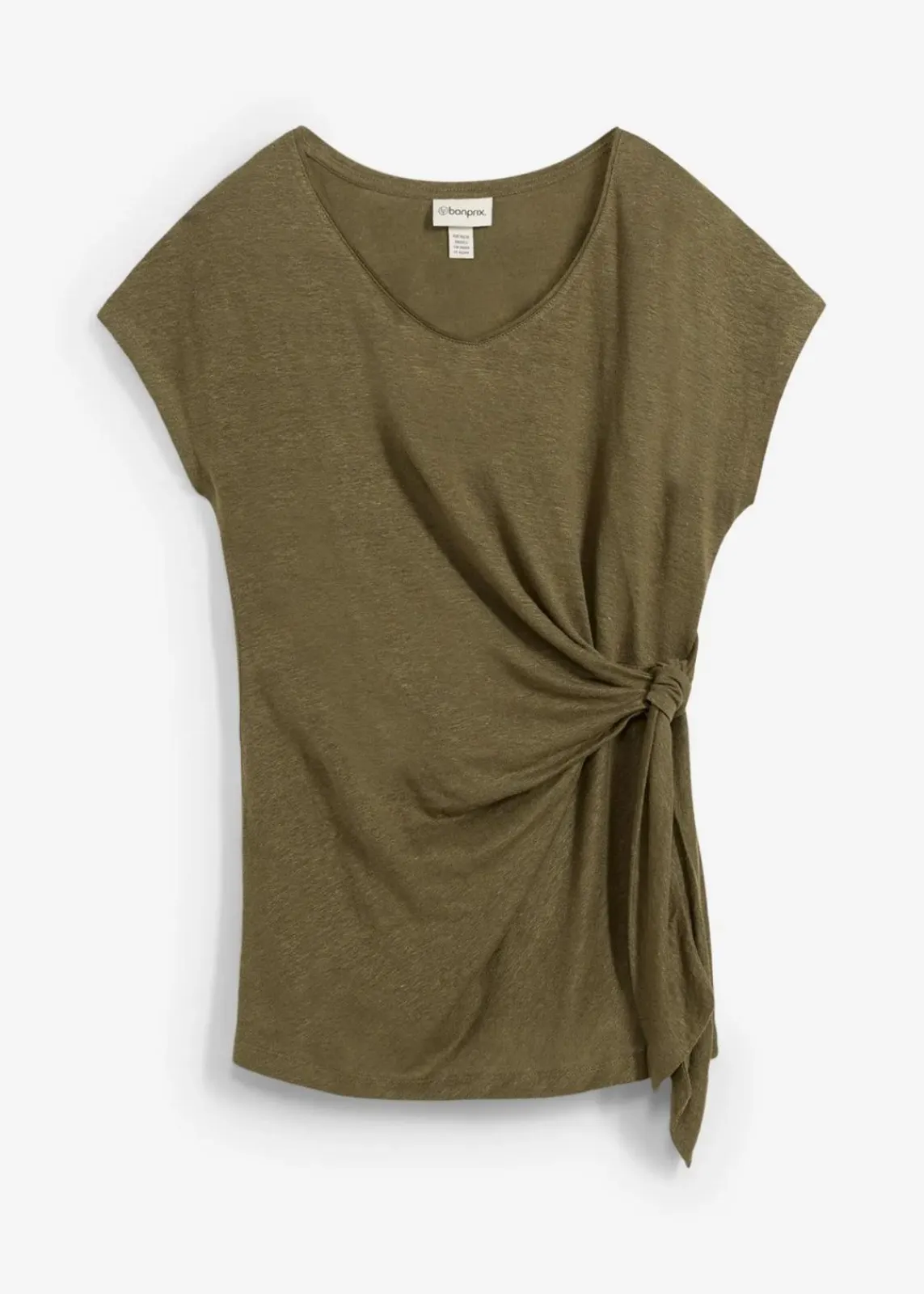 bonprix Premium|Shirts & Tops^Wickelshirt aus reinem Leinen dunkeloliv