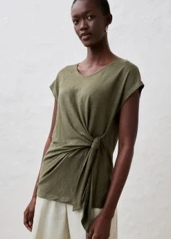 bonprix Premium|Shirts & Tops^Wickelshirt aus reinem Leinen dunkeloliv