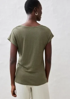 bonprix Premium|Shirts & Tops^Wickelshirt aus reinem Leinen dunkeloliv