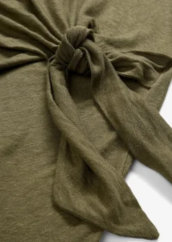 bonprix Premium|Shirts & Tops^Wickelshirt aus reinem Leinen dunkeloliv