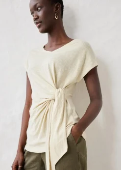 bonprix Shirts & Tops|Premium^Wickelshirt aus reinem Leinen hellsand