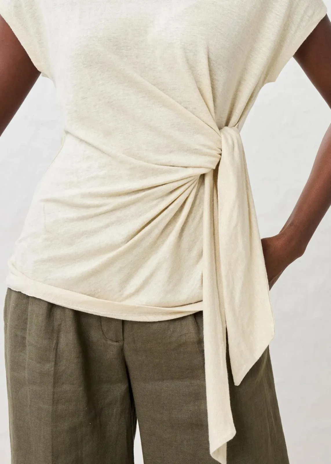 bonprix Shirts & Tops|Premium^Wickelshirt aus reinem Leinen hellsand
