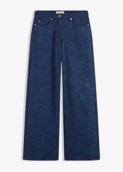 bonprix Hosen|Bekleidung·Kleider^Wide Leg Hose aus Baumwollstretch dunkelblau/hellindigo paisley