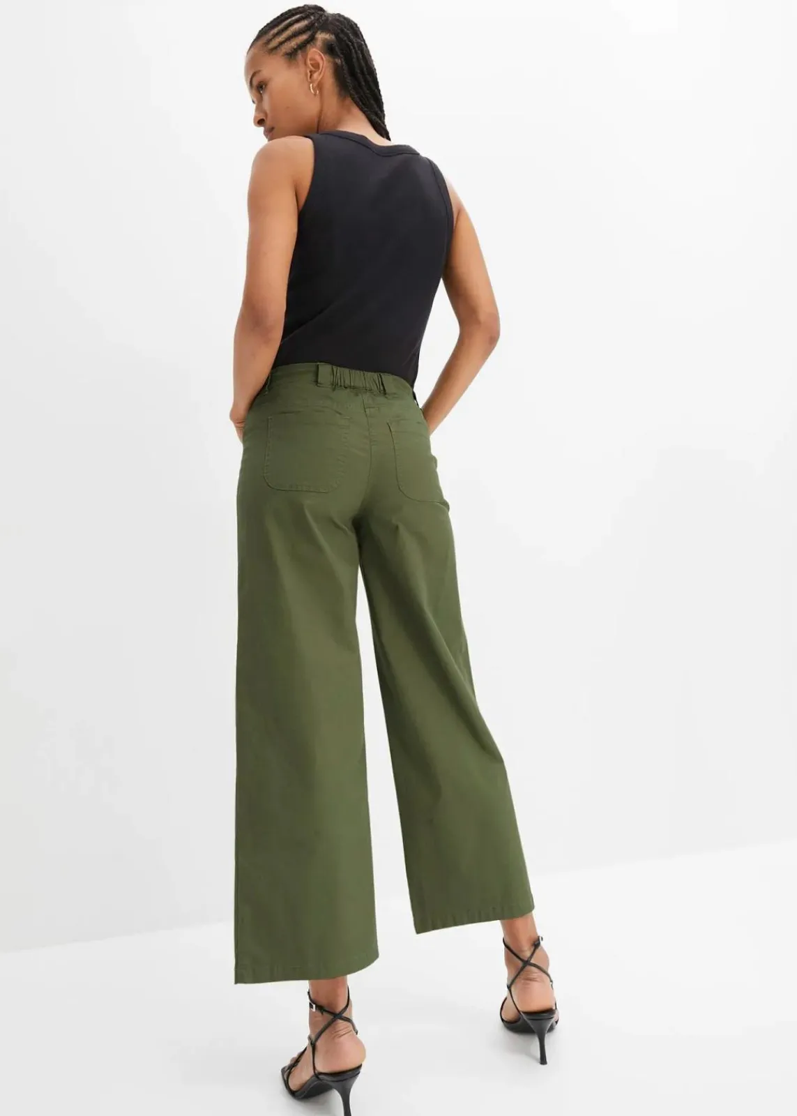 bonprix Bekleidung·Kleider|Hosen^Wide Leg Hose, High Waist, Bequembund oliv
