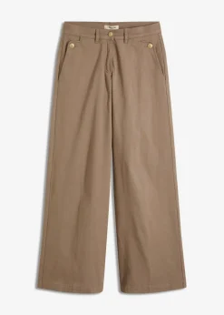 bonprix Hosen^Wide Leg Hose mit Stretch helloliv