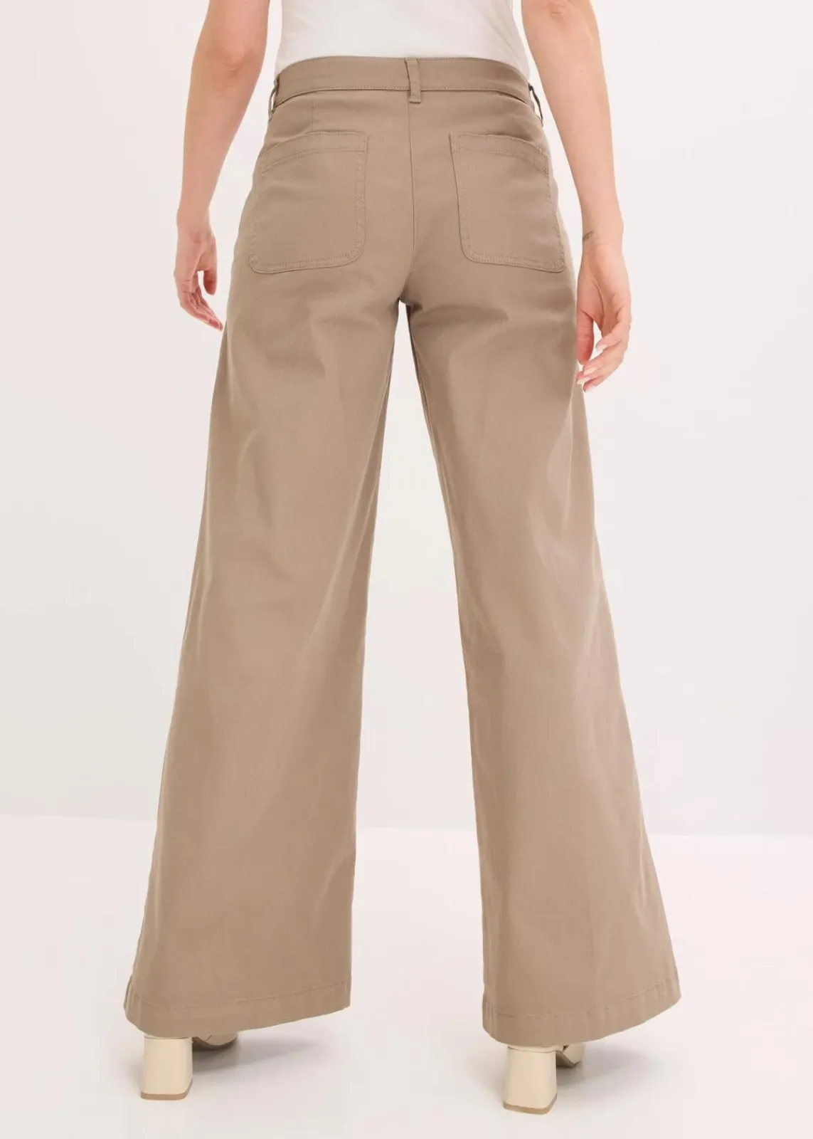 bonprix Hosen^Wide Leg Hose mit Stretch helloliv