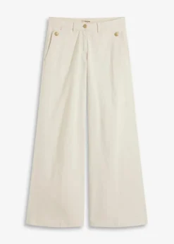 bonprix Hosen^Wide Leg Hose mit Stretch naturbeige