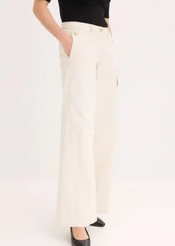 bonprix Hosen^Wide Leg Hose mit Stretch naturbeige