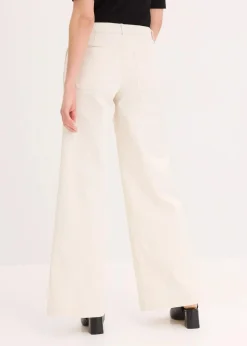 bonprix Hosen^Wide Leg Hose mit Stretch naturbeige