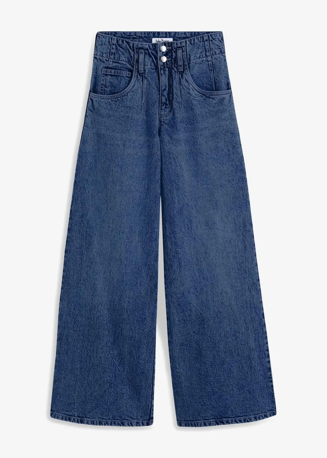 bonprix Kurzgrößen|Bekleidung·Shirts & Tops^Wide Leg Jeans High Waist dunkelblau denim used