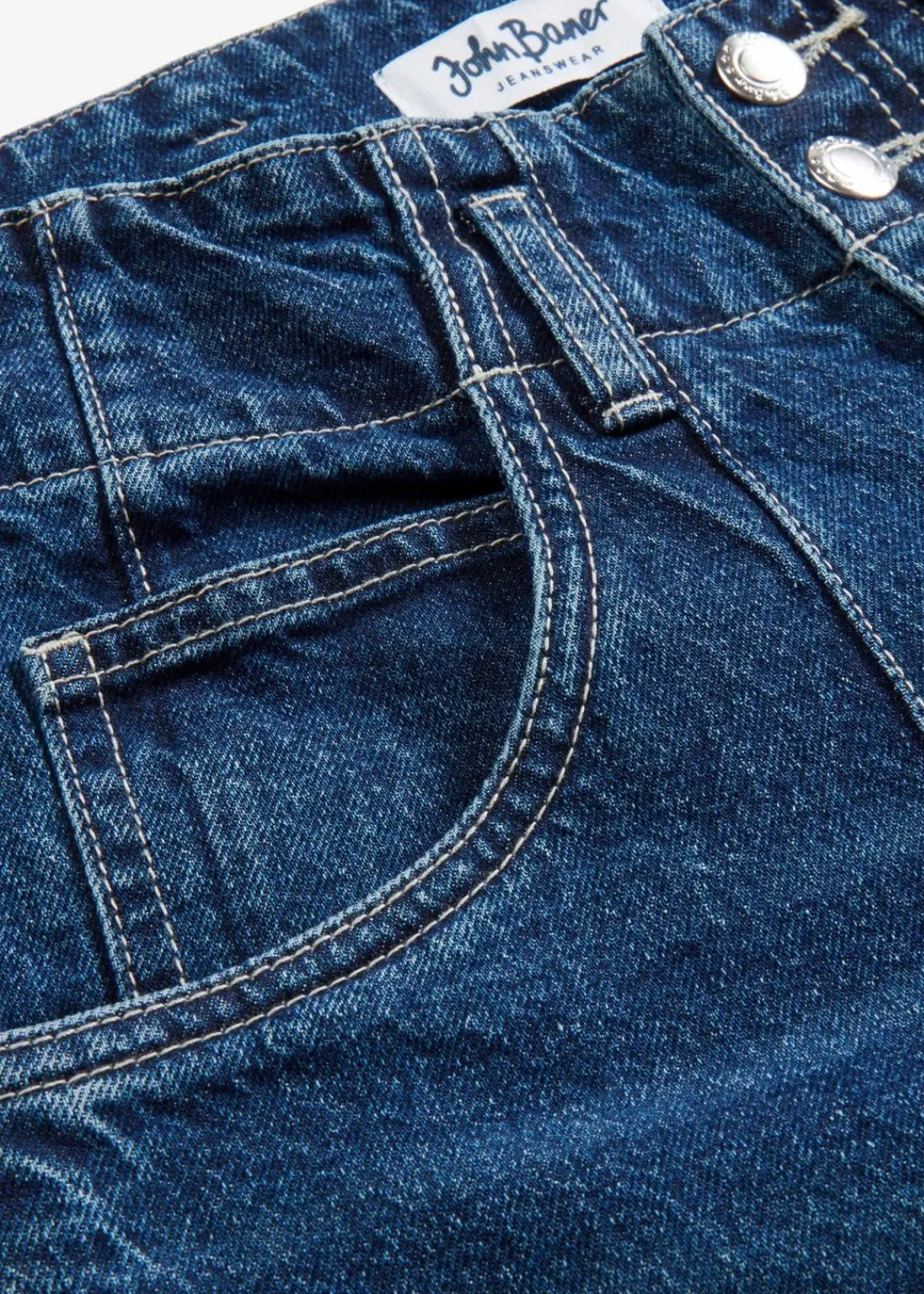 bonprix Kurzgrößen|Bekleidung·Shirts & Tops^Wide Leg Jeans High Waist dunkelblau denim used