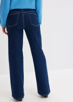 bonprix Kurzgrößen|Bekleidung·Shirts & Tops^Wide Leg Jeans High Waist, Bio-Baumwolle nachtblau denim