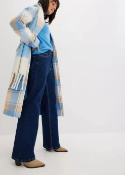 bonprix Kurzgrößen|Bekleidung·Shirts & Tops^Wide Leg Jeans High Waist, Bio-Baumwolle nachtblau denim