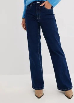 bonprix Jeans|Kurzgrößen^Wide Leg Jeans High Waist, Bio-Baumwolle nachtblau denim