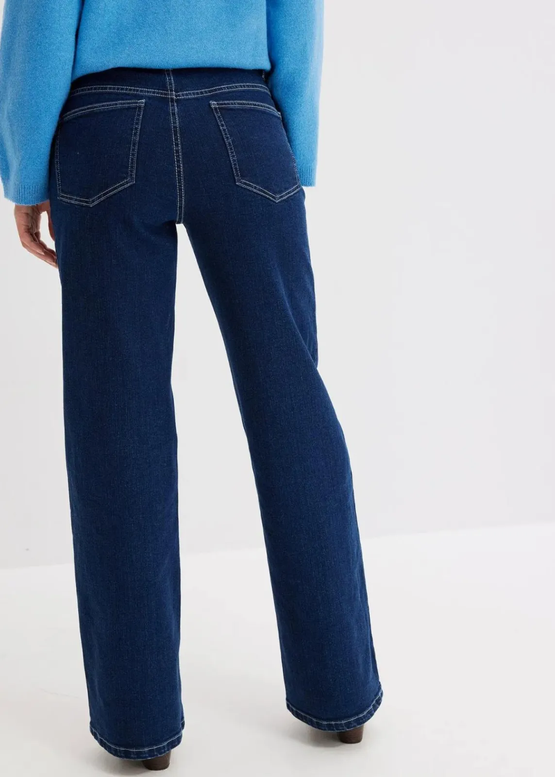 bonprix Jeans|Kurzgrößen^Wide Leg Jeans High Waist, Bio-Baumwolle nachtblau denim