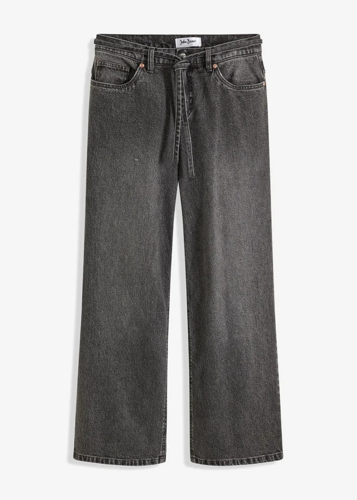 bonprix Jeans|Bekleidung·Shirts & Tops^Wide Leg Jeans Mid Waist grau denim used