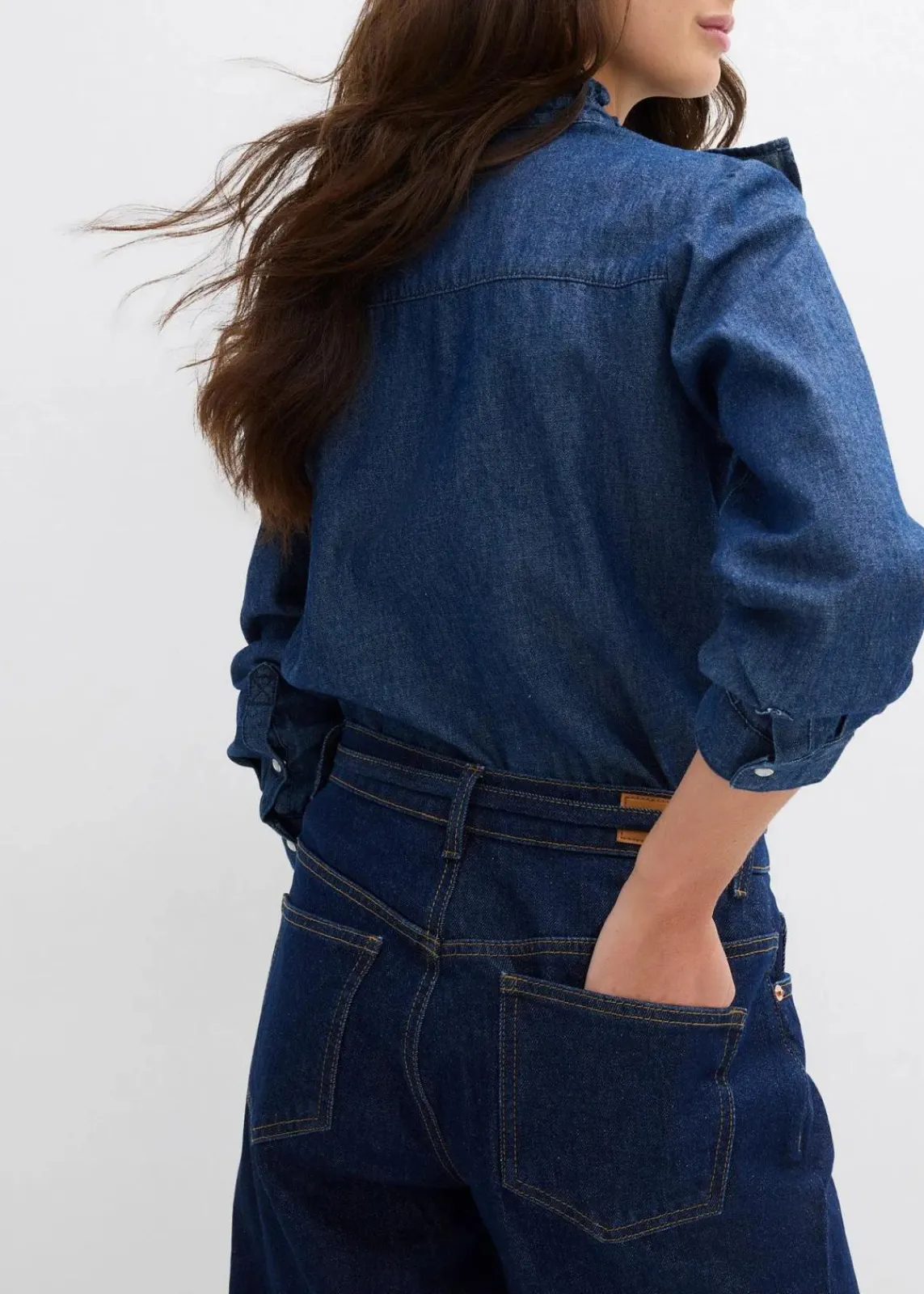 bonprix Bekleidung·Shirts & Tops|Jeans^Wide Leg Jeans Mid Waist tiefblau denim ungewaschen
