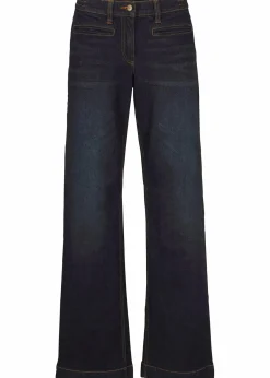 bonprix Bekleidung·Shirts & Tops|Jeans^Wide Leg Jeans Mid Waist, Bequembund dunkelblau denim used