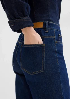 bonprix Jeans|Bekleidung·Shirts & Tops^Wide Leg Jeans Mid Waist, cropped tiefblau denim ungewaschen