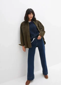bonprix Jeans|Kurzgrößen^Wide- Leg Jeans Mid Waist, Komfort-Stretch nachtblau denim