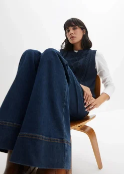 bonprix Jeans|Kurzgrößen^Wide- Leg Jeans Mid Waist, Komfort-Stretch nachtblau denim