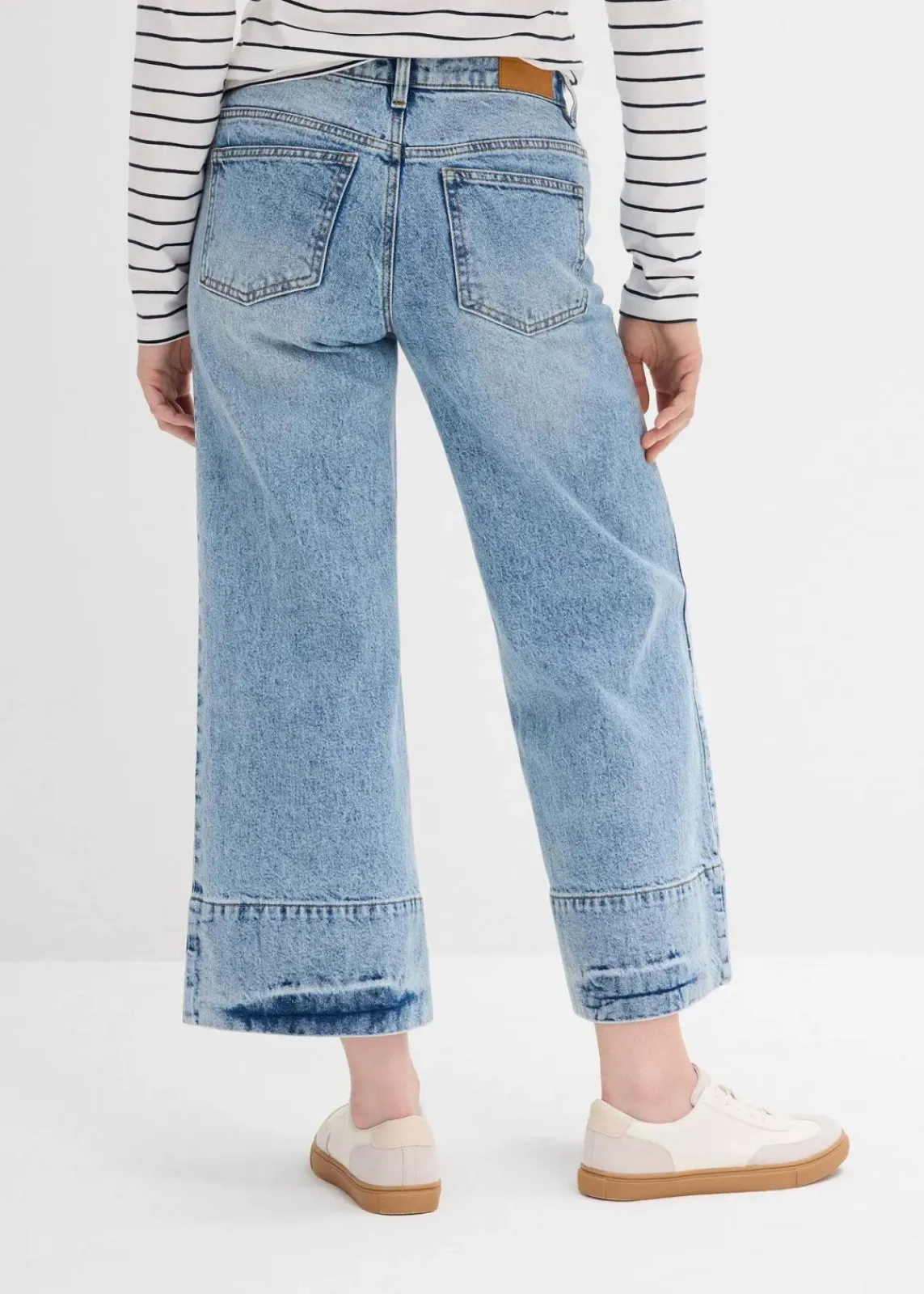 bonprix Bekleidung·Shirts & Tops|Jeans^Wide Leg Jeans Mid Waist, cropped eisblau denim used