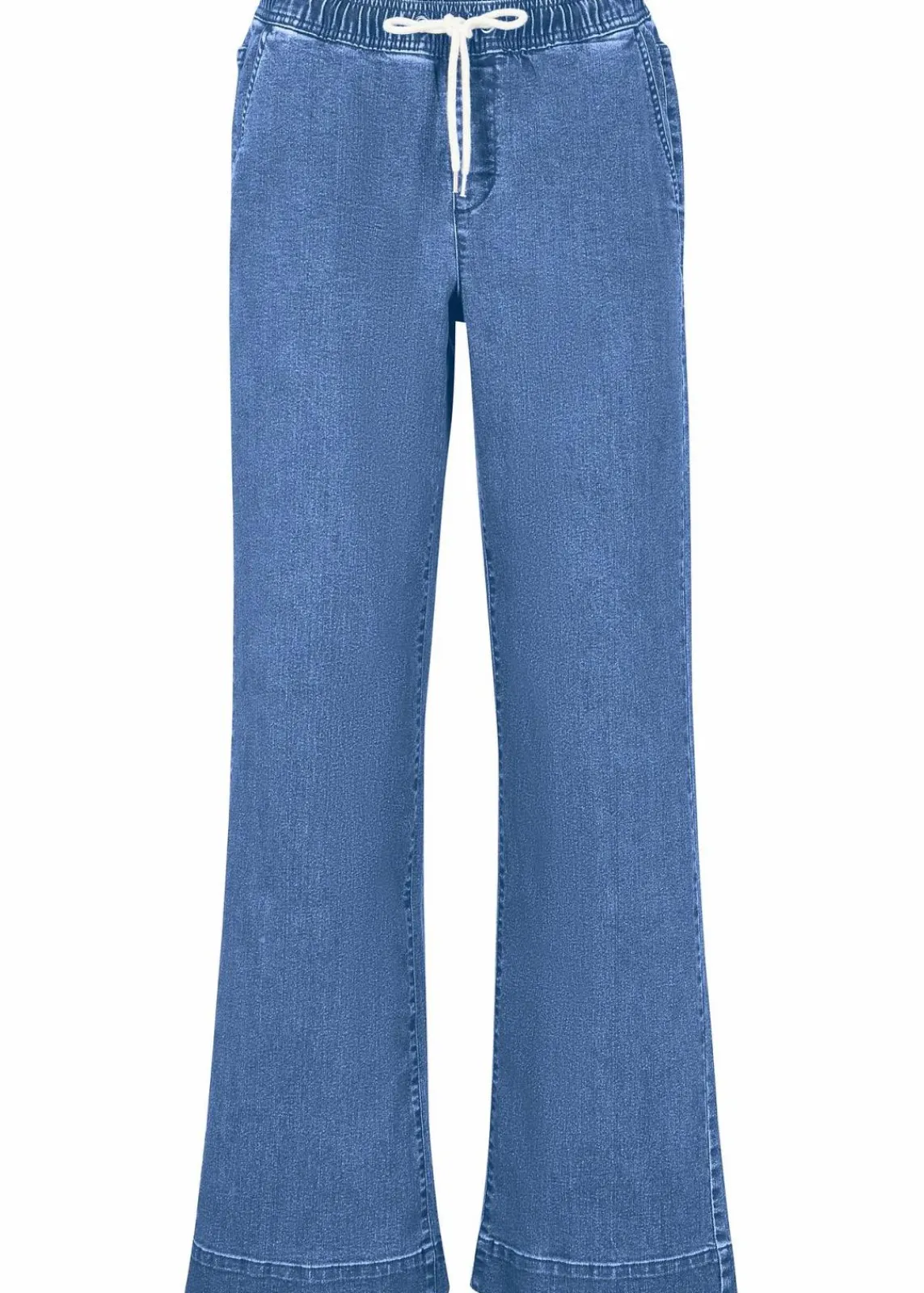 bonprix Jeans|Kurzgrößen^Wide Leg Jeans Mid Waist, Stretch hellblau denim