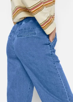 bonprix Jeans|Kurzgrößen^Wide Leg Jeans Mid Waist, Stretch hellblau denim
