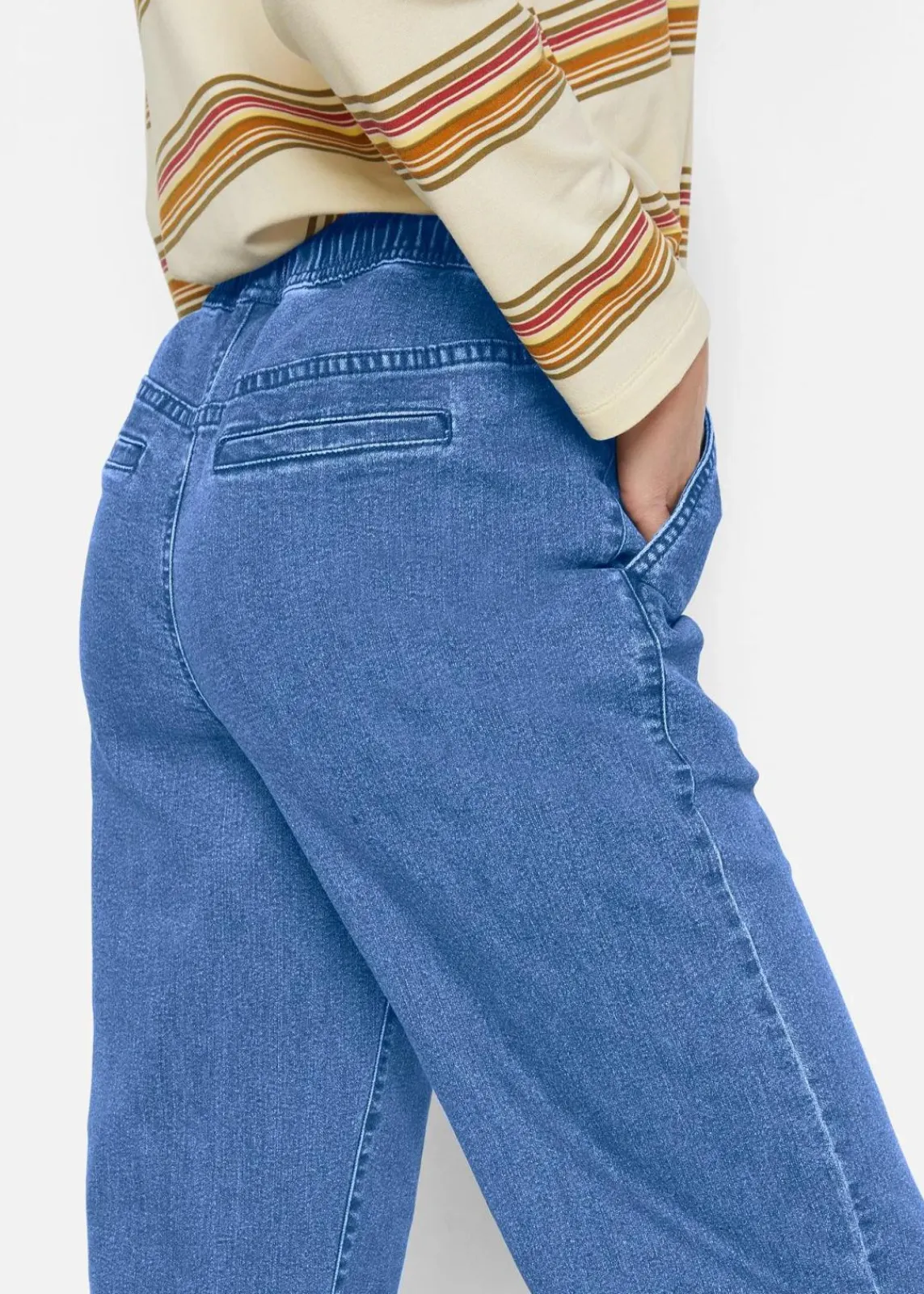 bonprix Jeans|Kurzgrößen^Wide Leg Jeans Mid Waist, Stretch hellblau denim