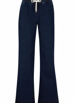 bonprix Kurzgrößen|Bekleidung·Shirts & Tops^Wide Leg Jeans Mid Waist, Stretch dunkelblau denim
