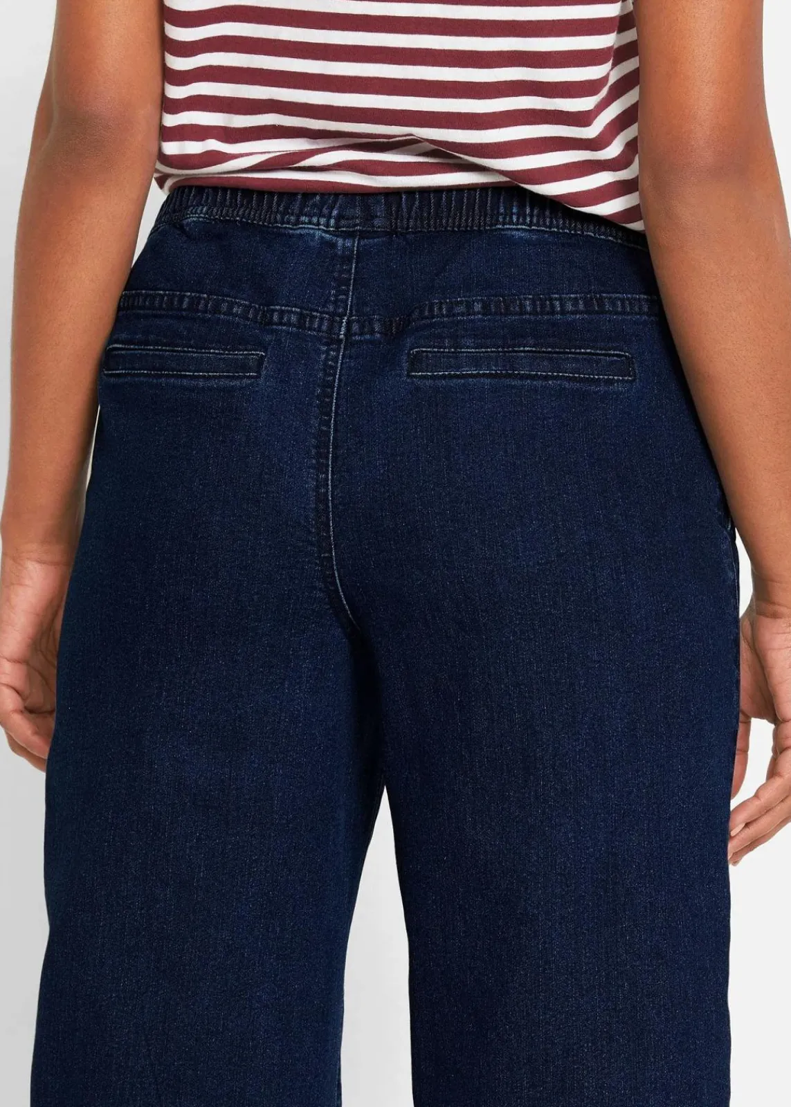 bonprix Kurzgrößen|Bekleidung·Shirts & Tops^Wide Leg Jeans Mid Waist, Stretch dunkelblau denim