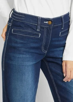 bonprix Jeans|Bekleidung·Shirts & Tops^Wide Leg Jeans Mid Waist, Bequembund blau denim used